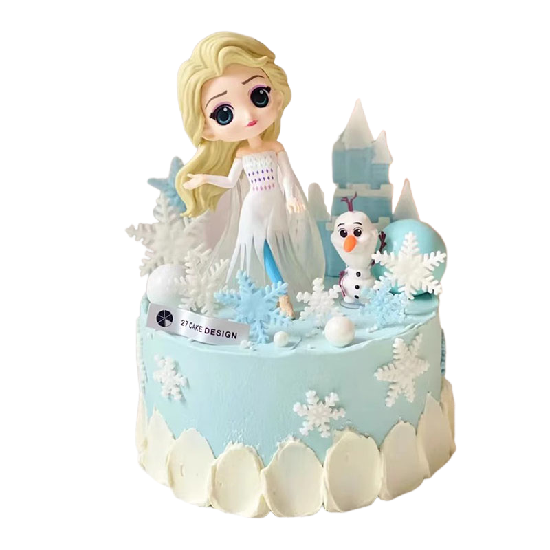 女孩生日蛋糕装饰第四代艾莎公主安娜冰雪女王爱莎雪花烘焙插摆件