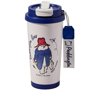 帕丁顿熊拿铁杯子女生316L不锈钢随行学生吸管水杯新款咖啡保温杯
