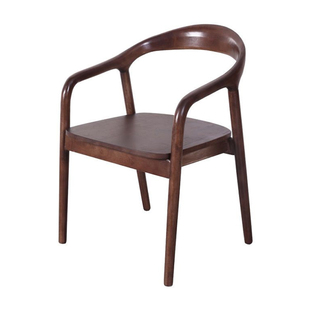 中复古风实木扶手椅黑胡桃靠背书桌茶室办公设计师轻奢高级圈椅子