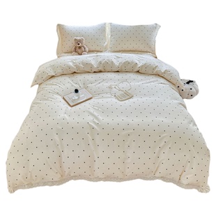 A类母婴纯棉花边床盖四件套2025新款四季通用全棉夹棉花单人床单