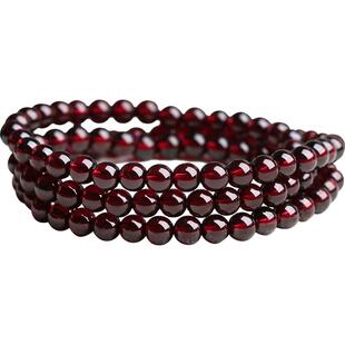 正品10A红石榴石手链女手串散珠子纯酒红天然转运串珠红绳本命年