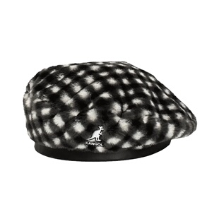 袋鼠Kangol Faux Fur Beret秋冬仿皮草毛绒格纹棋盘格贝雷帽男女