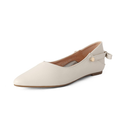 达芙妮浅口软皮单鞋尖头平底时尚