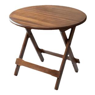 有清堂实木折叠桌餐桌圆桌方桌户外露营便携式乌金木茶桌新中式