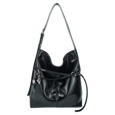 VFVF黑色单肩斜挎包腋下水桶包大容量托特包高级感2025新款女包包