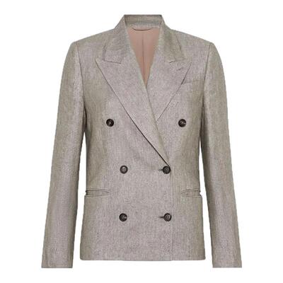 BC/BRUNELLO CUCINELLI 女士亚麻混纺夹克西服外套银泰301604