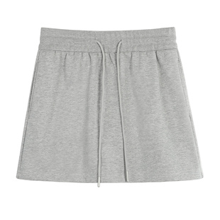 pusumede 黑色短款半身裙女运动休闲风卫衣裙高腰显瘦a字包臀短裙