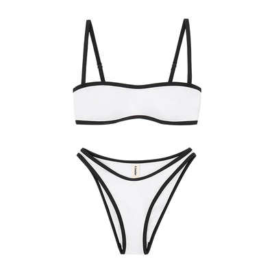 Limone白色分体泳衣女海边度假风