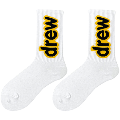 潮牌黑黄字母比伯同款嘻哈袜子