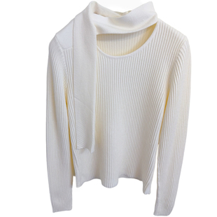 设计感围脖飘带修身显瘦针织衫女求东西新款镂空挂脖打底毛衣上衣