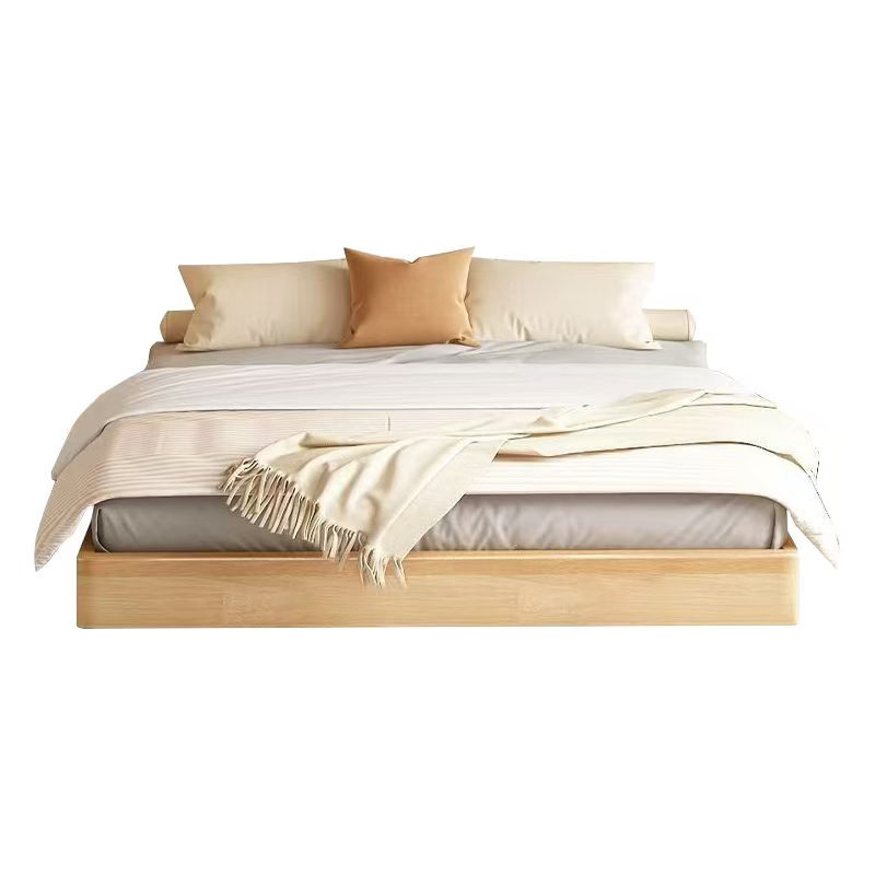 全实木床无床头1.8米双人床主卧硬板床1.5米榻榻米床落地床小户型