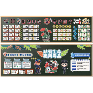 毒品危害认清毒品的样子坚决拒绝毒品校园禁毒黑板报布置装饰墙贴