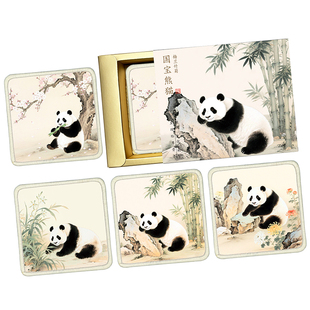 丝绸杯垫中国风特色小礼物送老师外国人熊猫文创北京成都伴手礼品