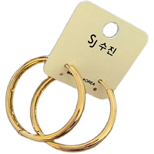 韩国进口SJ金色银色耳圈简洁百搭时髦气质素圈ins风耳环耳钉女