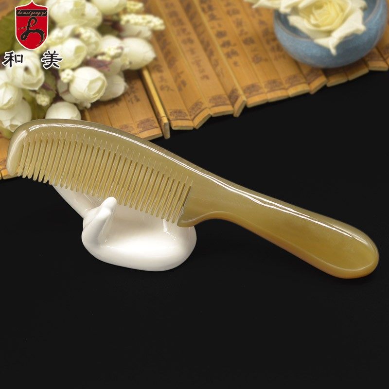产地货源和美品质牛角批发梳子手柄角光面加厚牦牛梳男士梳子便携
