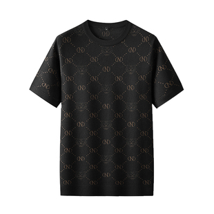 杉杉大码针织短袖T恤男士2025年新款高级感圆领打底通勤商务毛衣