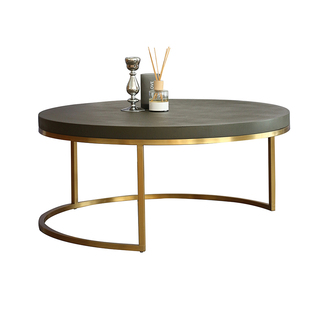 现代新款金属不锈钢轻奢简约 杜塞尔水泥台圆形桌 新中式客厅茶几