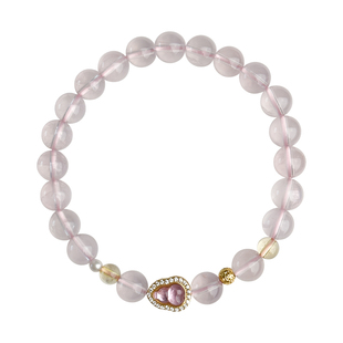 方糖家 春日桃花天然紫罗兰马粉水晶粉碧玺葫芦手串轻奢手链女生