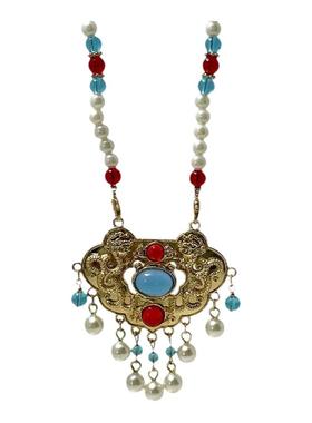 国风压襟汉服吊坠项链新中式复古古风背云流苏璎珞马面裙旗袍配饰