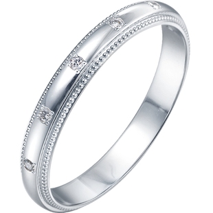 周生生PROMESSA小皇冠铂金公主冠冕情侣结婚对戒85438R