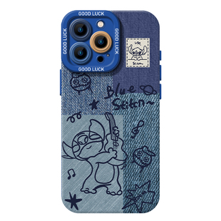 牛仔纹史迪仔手机壳适用苹果17史迪奇iphone18promax动漫15plus可爱16/14/皮纹13新款12卡通x搞怪8男11女xs/7