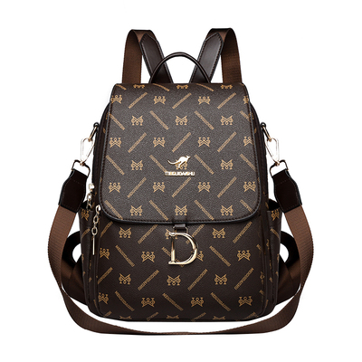 袋鼠正品真皮女包牛皮双肩包