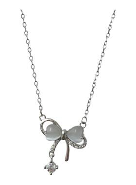 s925纯银蛮严肃蝴蝶结锁骨链气质