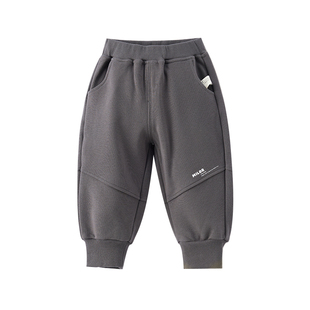 米乐熊男童裤子2026春装新款针织休闲长裤儿童灰色束脚裤春秋卫裤