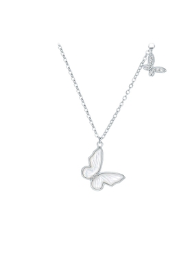 周六福项链女蝴蝶结链坠S925银高级感轻奢小众送女友圣诞礼物