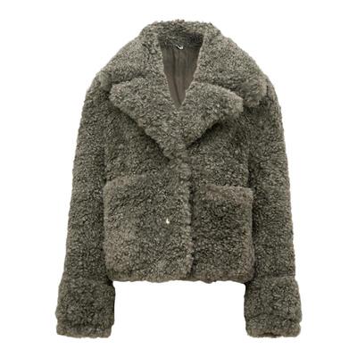 lostinecho大翻领毛毛夹克外套