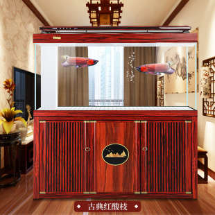 新中式 屏风隔断免换水底滤大鱼缸 鱼缸客厅中大型家用落地2025新款