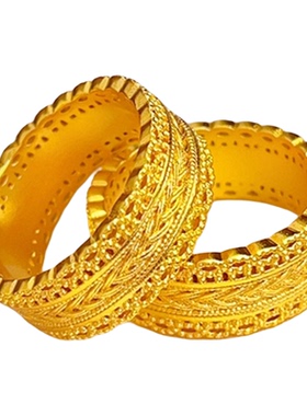 女士仿真黄金腰缠万贯宽版戒指