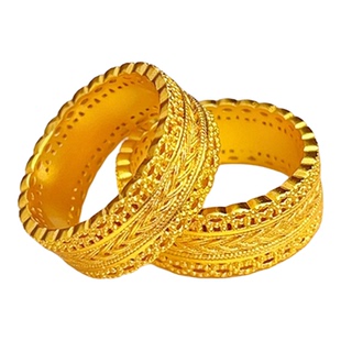 金店同款腰缠万贯铜钱宽版戒指男女通用仿真黄金小众设计时尚百搭