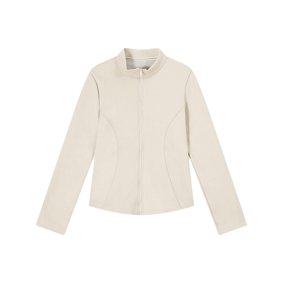 吴童童立领拉链正肩长袖短外套