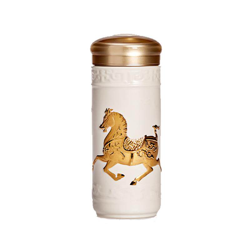 【圣诞礼物】乾唐轩活瓷盛世宝马随身杯陶瓷杯可定制随行杯送礼盒