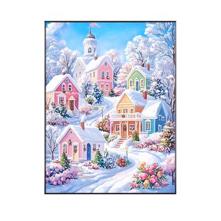 5d冰雪世界钻石粘贴画2026年新款高难度女孩子卧室点钻十字绣风景