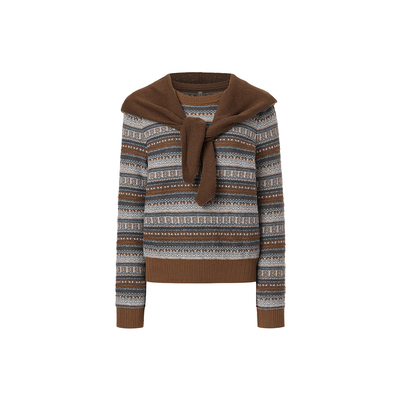 VGRASS多色费尔岛提花针织衫