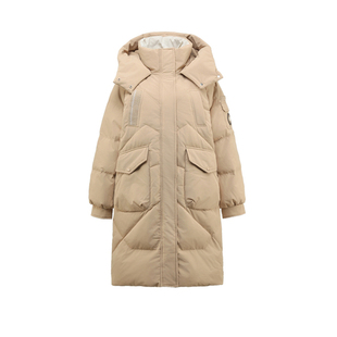 白鸭绒羽绒服女士大码中长款2025年冬季新款加厚保暖时尚连帽外套