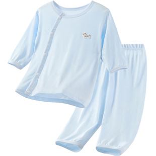 婴儿夏季套装儿童中袖薄款分体衣服男女童空调睡衣两件套宝宝夏装