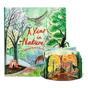 【自营】A Year in Nature大自然一年四季立体书英文原版绘本A Carousel Book of the Seasons 360度旋转 动物植物儿童STEAM科普书