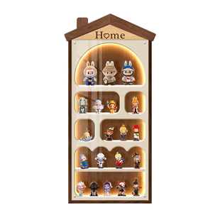 带灯手办收纳盒防尘萌粒盲盒收纳柜ins风高颜值手办展示架装饰画