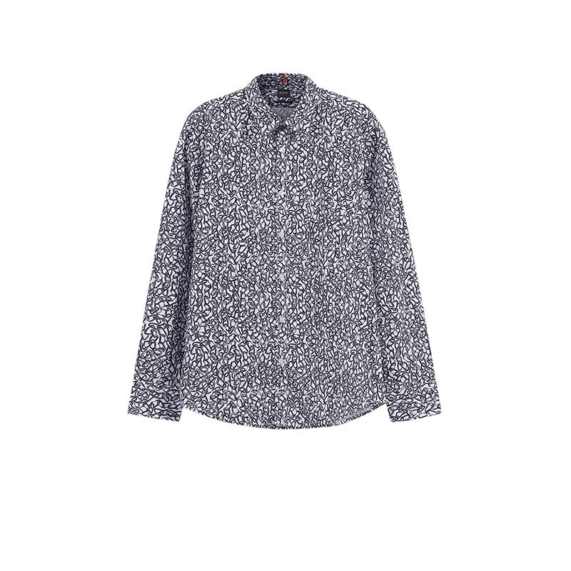 【自营】Hugo Boss雨果博斯 男士钩环印花长袖衬衫T恤衫 50490501