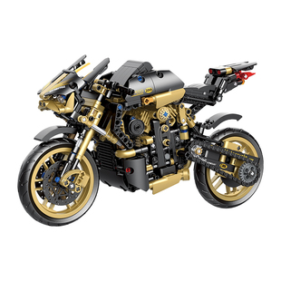 迪库积木杜卡迪摩托机车黑金赛道版MOC模型拼装男孩新年玩具礼物