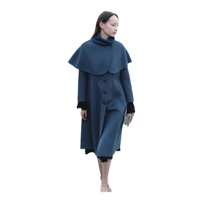 修身复古脱卸领双面呢大衣