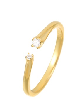 S925纯银日系镶钻开口戒指