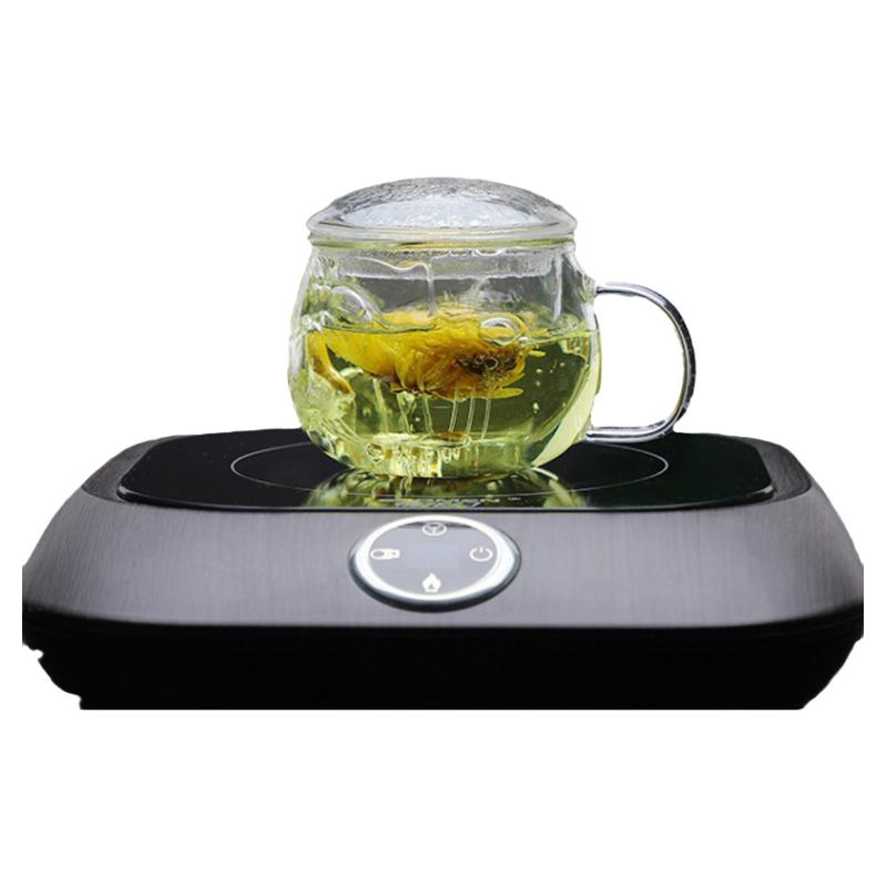 带盖耐热玻璃水透明手工花茶杯