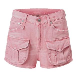 R13 做旧弹力多口袋工装风牛仔短裤