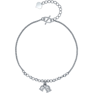 周六福铂金pt950手链女款车花工艺铃兰花手饰送女友新年礼物官方