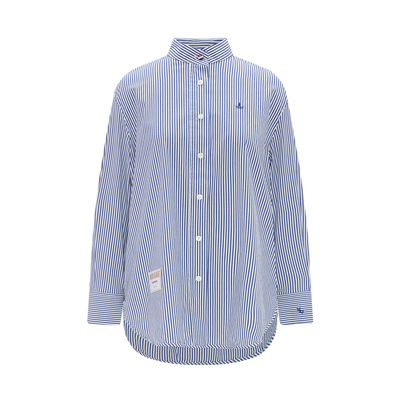 Navigare宽松立领条纹长衬衫