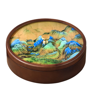 中式福禄果盘高档大气零食干果盘高颜值糖果家用木质双层乔迁收纳